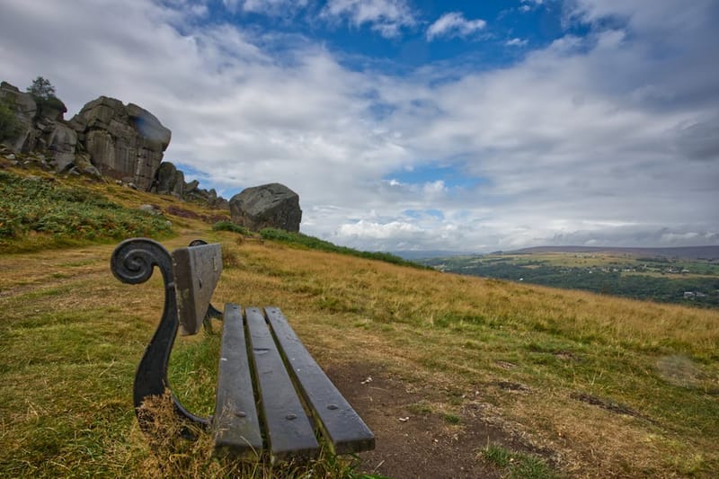 Wide view across Yorkshire Dales rolling green hills