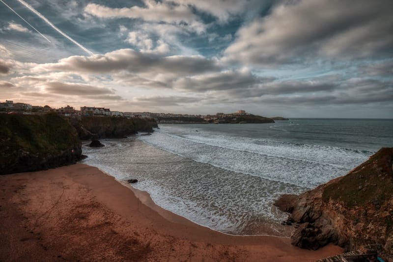 Sandy Cornish beach under overcast skies - North Cornwall coast
