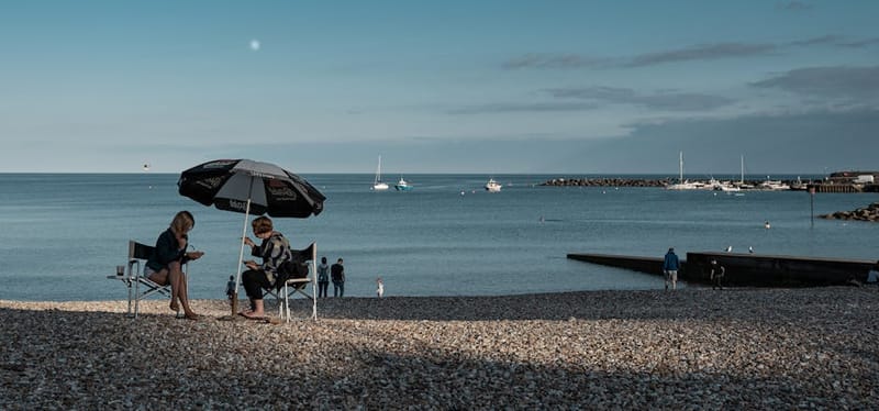 Lyme Regis beach on the West Dorset Jurassic Coast - neighbouring Charmouth