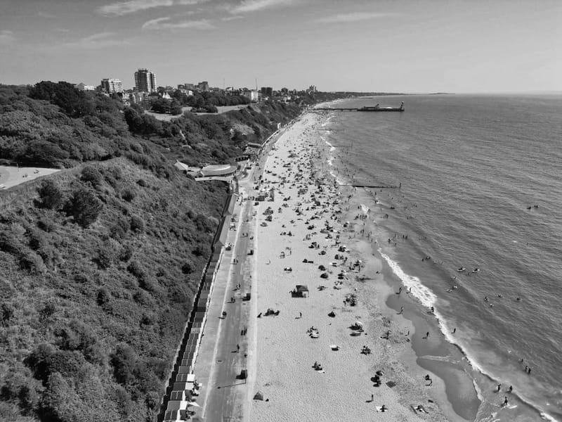 The sweeping shingle bank of Chesil Beach towards Portland, Dorset